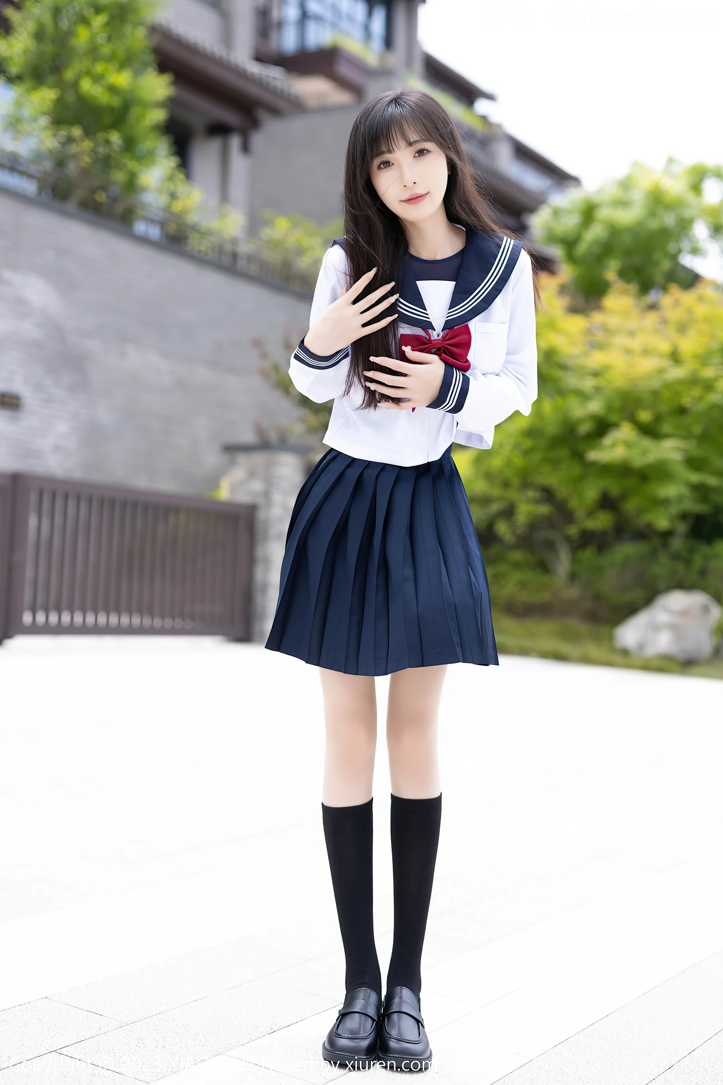 图片[4]-[XiaoYu画语界]Vol.1045 模特林星阑脱学妹制服露性感蓝色薄纱高叉连体衣惹火诱惑写真96P-秀人网官方网站